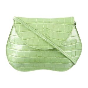 Croc-Embossed Light Green Crossbody Bag
